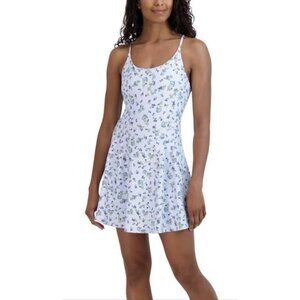 NWOT Sage Collective Floral Racerback Fit‎ & Flare Active Dress Winter Blue Sz M
